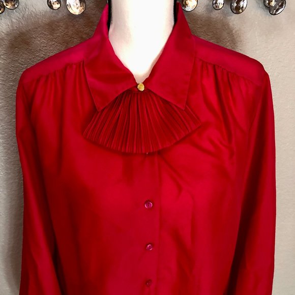 Awesome Deep‎ Pink 90s Business Casual/Professional Blouse - W 16 - Picture 2 of 9